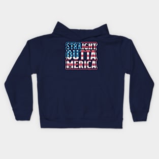 Straight Outta Merica // Funny USA 4th of July // Independence Day America Kids Hoodie